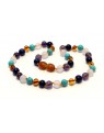 Baltic amber & lapis lazuli & amethyst & rose quartz & tuquoise Baby teething necklace BTA16