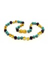 Baltic amber & lapis lazuli & turquoise Baby teething necklace BTA17