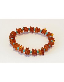 Baltic amber & rose quartz adult bracelet BM60