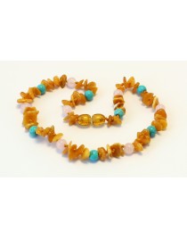 Baltic amber & gemstone Baby teething necklace CBT22