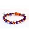 Baltic amber & amethyst Baby teething bracelet BTB49