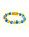 Baltic amber & amethyst Baby teething bracelet BTB49