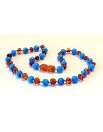 Baltic amber & turquoise Baby teething necklace BTA2