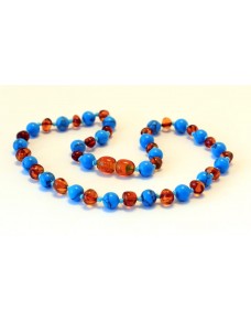 Baltic amber & turquoise Baby teething necklace BTA3
