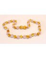 Baltic amber & rose quartz Baby teething necklace BTA6