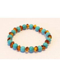 Baltic amber & turquoise adult bracelet BM52