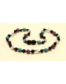 Baltic amber & turqoise & moonstone Baby teething necklace BTA13