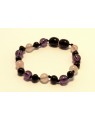 Baltic amber & amethyst & rse quartz Baby teething bracelet BTB60