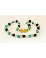 Baltic amber & turquoise & lapis lazuli Baby teething necklace BTA14